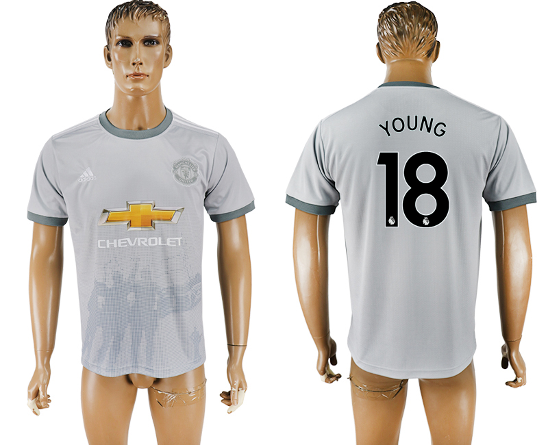 2017-2018 Manchester United YOUNG #18 football jersey  grey