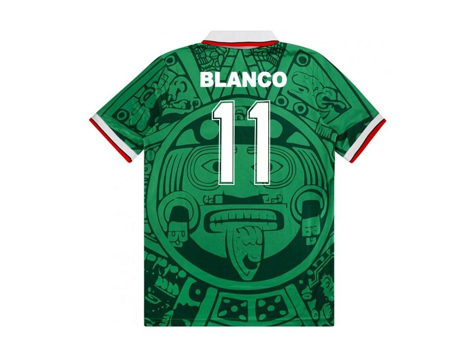 Mexico 1998 World Cup Blanco 11 Home Football Shirt Soccer Jersey Playera